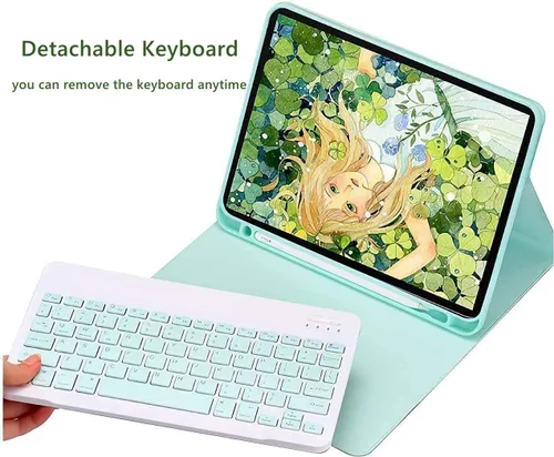 Vista 2 de Funda para teclado Galaxy Tab S6 Lite 2024/2022/2020 con ratón, funda magnética desmontable para teclado con soporte para S Pen y mouse para Galaxy