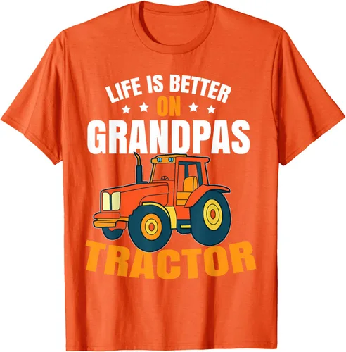 Vista 91 de Life Is Better On Grandpas Tractor Kids Farm Tractor Boy Camiseta, Negro