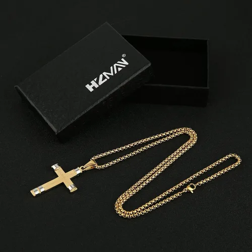Vista 6 de HZMAN - Collar de acero inoxidable con colgante de cruz de fuerza, 3 colores disponibles, texto bíblico en inglés Filipenses 413