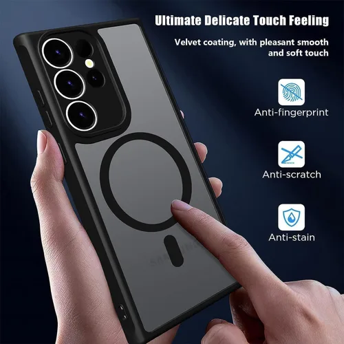 Vista 5 de Funda magnética para Samsung Galaxy S23 FE - [Compatible con MagSafe] [prueba de caídas de grado militar] Funda delgada translúcida mate