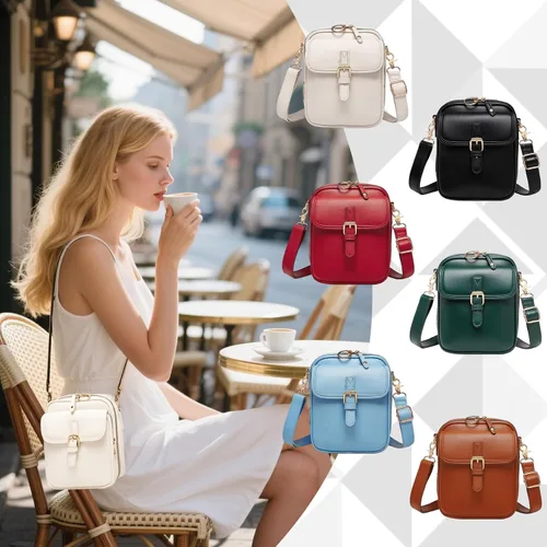 Vista 6 de Bolso bandolera vintage de cuero para mujeres y hombres, pequeño, antirrobo, bolso de hombro cruzado con ranuras para tarjetas