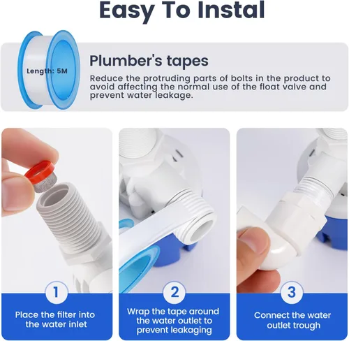 Vista 6 de Válvula automática de control de nivel de agua de entrada superior de 1/2" 2PC Válvula de flotador de agua auto para el tanque de agua de ganado