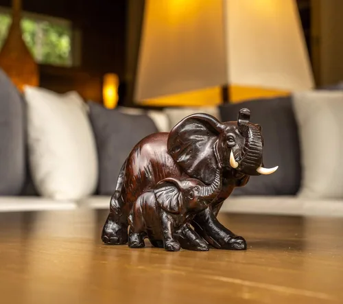 Vista 8 de IYARA CRAFT - Estatua de elefante de resina - Familia de vida silvestre decorativa con madre y bebé para realismo 3D clásico. Ideal para sala