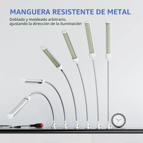 Vista 2 de Luz de trabajo magnética LED, 15W de alta luminosidad, lámpara de cuello de cisne flexible con base magnética fuerte para torno, fresado, prensa