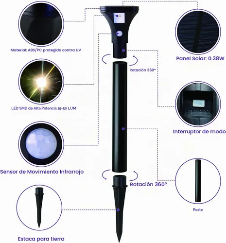 Vista 6 de AURAXY Luces LED con sensor de movimiento solar, funciona con pilas, detector de movimiento impermeable para exteriores, luz de pasarela, uso