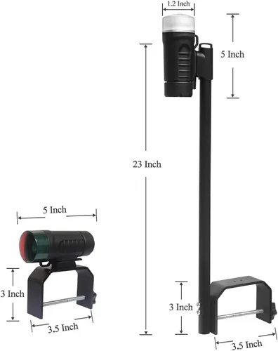 Vista 4 de Luz de navegación portátil con batería para embarcación - Proa y popa para pontón y embarcación pequeña (negro) 200 Hours+ LED navigation lights