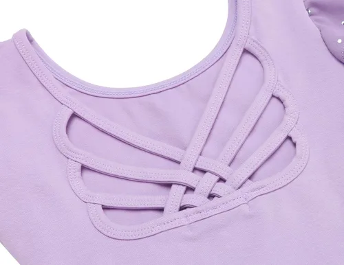 Vista 9 de Arshiner Leotardo de ballet brillante con mangas con volantes y falda con espalda cruzada para niñas