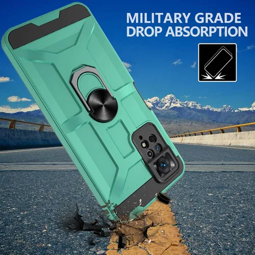 Vista 3 de Redmi Note 11 Pro - Funda con protector de pantalla de vidrio templado 3X, soporte de anillo integrado y soporte magnético para automóvil, funda a