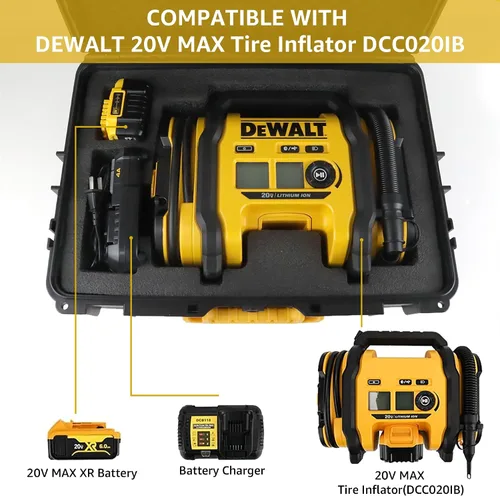 Vista 2 de DEWALT - Funda rígida compatible con inflador de neumáticos de 20 V MAX DCC020IB – Caja de almacenamiento protectora impermeable a prueba de golpes