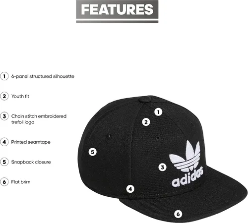 Vista 2 de adidas Originals Gorra de ala plana para niños y niñas, PARENT