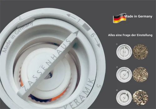 Vista 2 de Zassenhaus - Molinillo de pimienta (5.5 in) Continuously adjustable from grinding level 1 to 6, made in Germany, with a 25-year guarantee on the