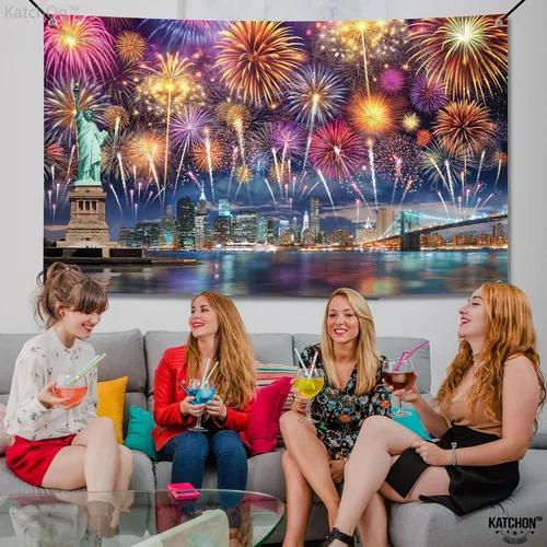 Vista 8 de KatchOn, Cartel XtraLarge de feliz año nuevo – 72 x 44 pulgadas Fondo de fuegos artificiales de Año Nuevo 2026 Decoraciones de Año Nuevo 2026