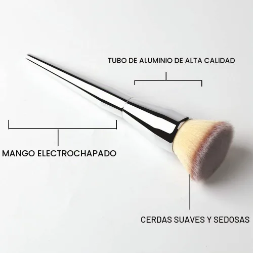 Vista 4 de Brocha de base de maquillaje con parte superior plana, Daubigny - gran brocha de polvo premium, brocha de maquillaje Kabuki duradera perfecta