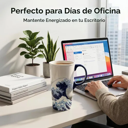 Vista 2 de DUSVALLY Taza de viaje de cerámica de 17 onzas con tapa y asa, taza de café 17oz