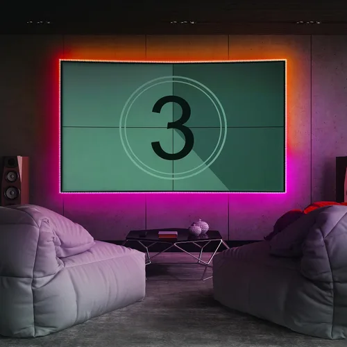 Vista 2 de Monster - Tira de luz RGB+W reactiva con sonido de 32.8 pies, multicolor inteligente + multicolor, uso en interiores, control de aplicación y voz