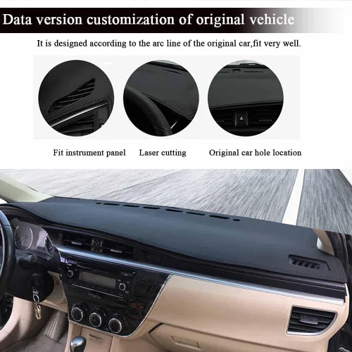 Vista 2 de Rifoda Para Toyota Corolla Dash Board Cover Mat Fit para Corolla 2018 2017 2016 2015 2014 Material de cuero Tablero de instrumentos Parasol Cubierta