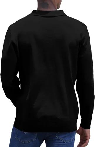 Vista 4 de CTU Camisas polo de manga larga a rayas vintage para hombre, camisas de golf