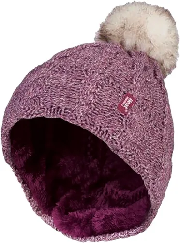 Vista 10 de Heat Holders - Gorro térmico de punto grueso para mujer con pompón Negro