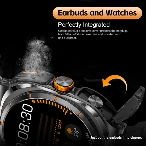 Vista 4 de Reloj inteligente con auriculares en el interior, contesta llamadas y escucha música, relojes de seguimiento de fitness, más de 100 modos deportivos