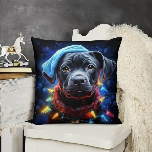 Vista 14 de Almohadas decorativas para sofá, perro, cachorro, decoradas con luces de Papá Noel, regalo para amantes de los perros, funda de cojín para sofá al