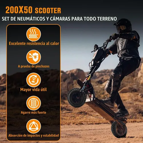 Vista 5 de Juego de 2 neumáticos y tubo interior Knobby Scooter de 200 x 50