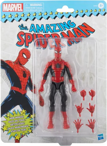Vista 2 de Marvel Legends Series The Amazing Spider-Man, Marvel Comics Retro Coleccionables Figuras de acción de 6 pulgadas, juguetes para edades de 4 años