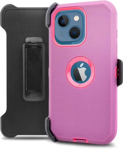 Vista 5 de Funda diseñada para iPhone 13 Mini (5.4 pulgadas), protección contra caídas de cuerpo completo, clip para cinturón, funda resistente con protector