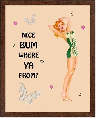 Vista 41 de Poster Master Pin Up Girl Poster - Better Late Than Ugly Print - Butterfly Art - Modern Art - Trendy Art - Gift for Men & Women - Funny Decor for