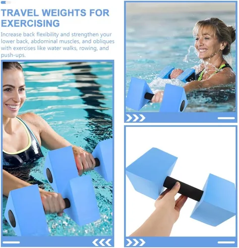 Vista 8 de Mancuernas de agua, 2 unidades, pesas de agua, barras de mano, ejercicios aeróbicos acuáticos, mancuernas de espuma para piscina, accesorios