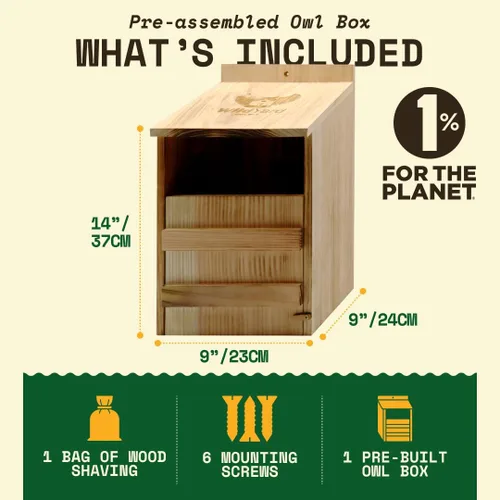 Vista 3 de WildYard Caja nido de búho granero de cedro, madera de cedro, tradicional, caja de búho premontada y fácil de colgar, acceso frontal fácil