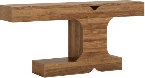Vista 8 de Tribesigns Mesa consola de 63 pulgadas, mesa larga para sofá detrás del sofá, mesa de entrada de madera para pasillo, entrada, sala de estar, nogal