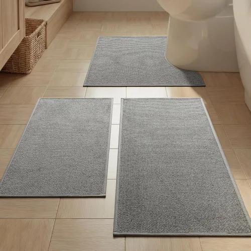Vista 20 de YIHOUSE Tapete de baño antideslizante, absorbente, de secado rápido, para el suelo del baño, delgado, para debajo de la puerta, lavable de pelo bajo