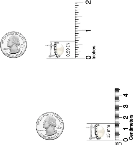 Vista 5 de LeCalla Pendientes de perlas de plata de ley 925 para mujer Aretes de perlas con clip en la espalda Omega para mujer