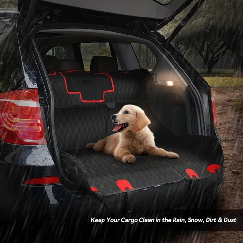 Vista 6 de DNA Motoring Funda de asiento de coche para perro, funda para asiento trasero para mascotas, 100% impermeable, a prueba de arañazos, antideslizante