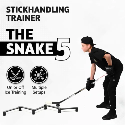 Vista 2 de ACE HOCKEY The Snake Stickhandling Trainer – Adjustable Hockey Training Aid for Puck Control, Quick Hands, Reaction Time & Coordination – Snake 5