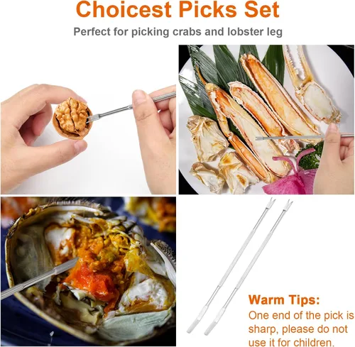 Vista 5 de Cascanueces, 8 piezas de cascanueces multiusos de acero inoxidable para mariscos y pecanas, herramientas para agrietar nueces con mango