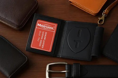 Vista 4 de Marshal - Cartera de piel auténtica RFID delgada y plegable para tarjetas de identificación Negro