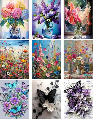 Vista 31 de Meothan - Paquete de 12 kits de arte de diamantes 5D para adultos, de animales, cristales redondos, para regalo o para decoración del hogar de 12 x