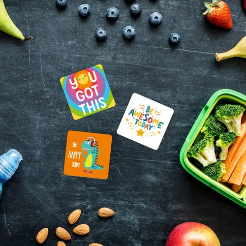 Vista 7 de Fantasyon Notas para la lonchera para niños, 60 unidades, lindas tarjetas de almuerzo inspiradoras, notas motivacionales para el almuerzo, regalos
