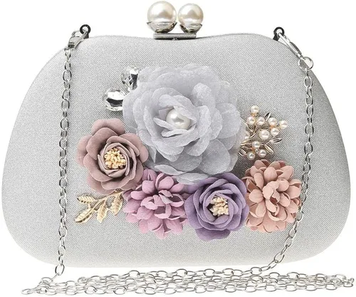 Vista 2 de Bolso de mano floral vintage para mujer, bolso de mano de noche con asa superior