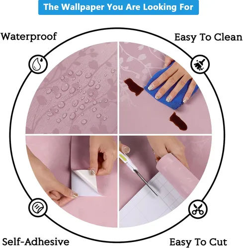 Vista 9 de CRE8TIVE Papel tapiz rosa claro para despegar y pegar, papel de contacto rosa sedoso en relieve para armarios, cajones, 12 x 80 pulgadas, hojas