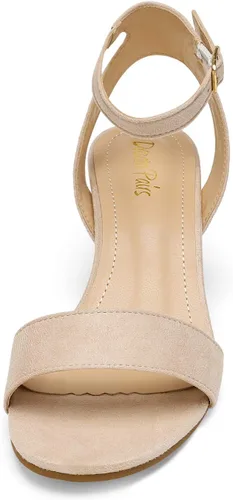 Vista 4 de DREAM PAIRS - Sandalias de tacón grueso y bajo para mujer, con correa al tobillo y puntera abierta, sandalias elegantes para fiestas