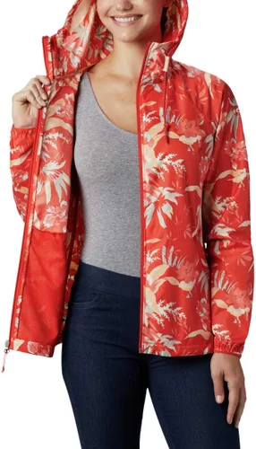Vista 11 de Columbia Cortavientos con estampado Side Hill para mujer, naranja intenso magnolia floral, talla XL