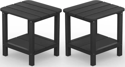 Vista 19 de SERWALL Mesa auxiliar Double Adirondack, Mesa auxiliar de forma rectangular, Negra