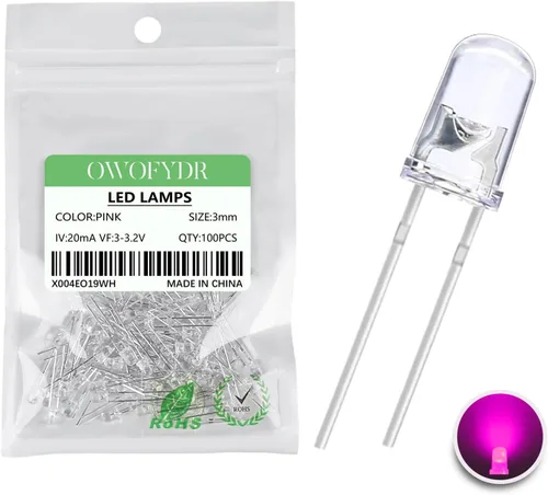 Vista 10 de 100 diodos LED RGB de 0.118 in, cátodo común, orificio pasante
