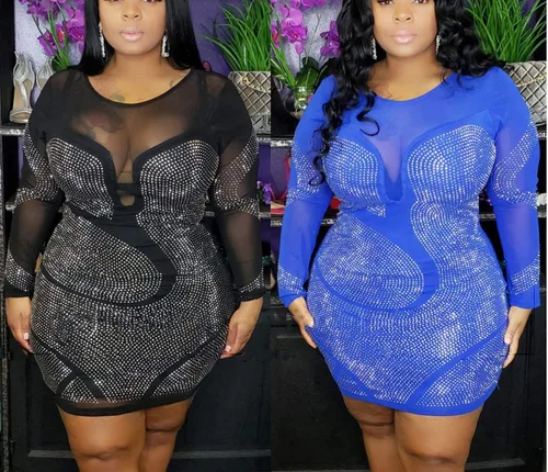 Vista 6 de IyMoo Vestido corto sexy de manga larga con diamantes de imitación de malla transparente para mujer para fiesta club club