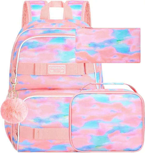 Vista 25 de Mochila para laptop, 16 pulgadas, bolsa escolar y bolsa de almuerzo, mochilas resistentes al agua para adolescentes, niñas, mujeres, estudiantes