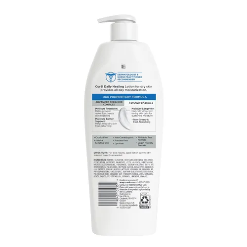 Vista 9 de Curel Loción diaria curativa para manos y cuerpo, hidratante nutre la piel seca con complejo avanzado de ceramida, repara la barrera de humedad, 13
