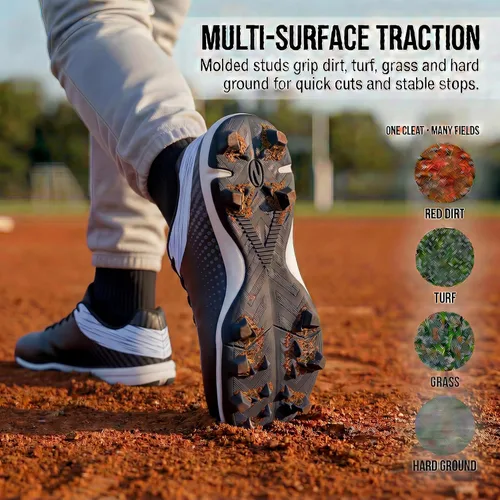 Vista 6 de Tacos de béisbol para hombre, tacos de sóftbol moldeados para jóvenes