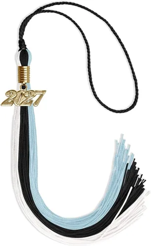 Vista 15 de Endea - Borla de graduación de triple color con gota de fecha dorada (negro/dorado/granate, 2020)
